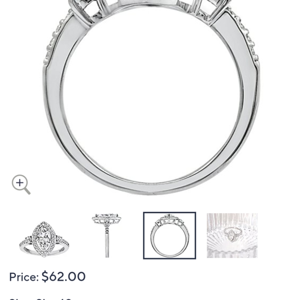 Diamonique 1.85 cttw. Marquise Platinum Plated Halo Ring Sz 10 - Picture 3 of 13